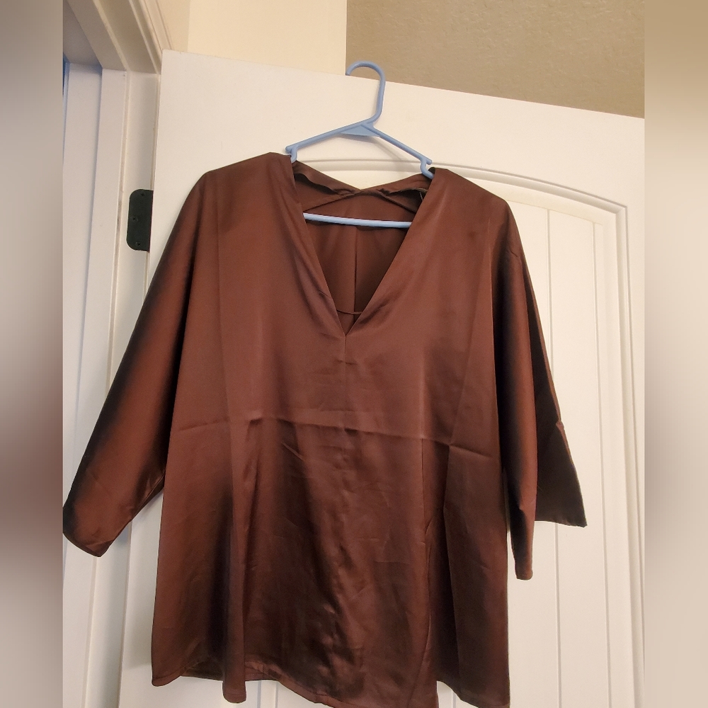 Silk Brown Shirt Size L